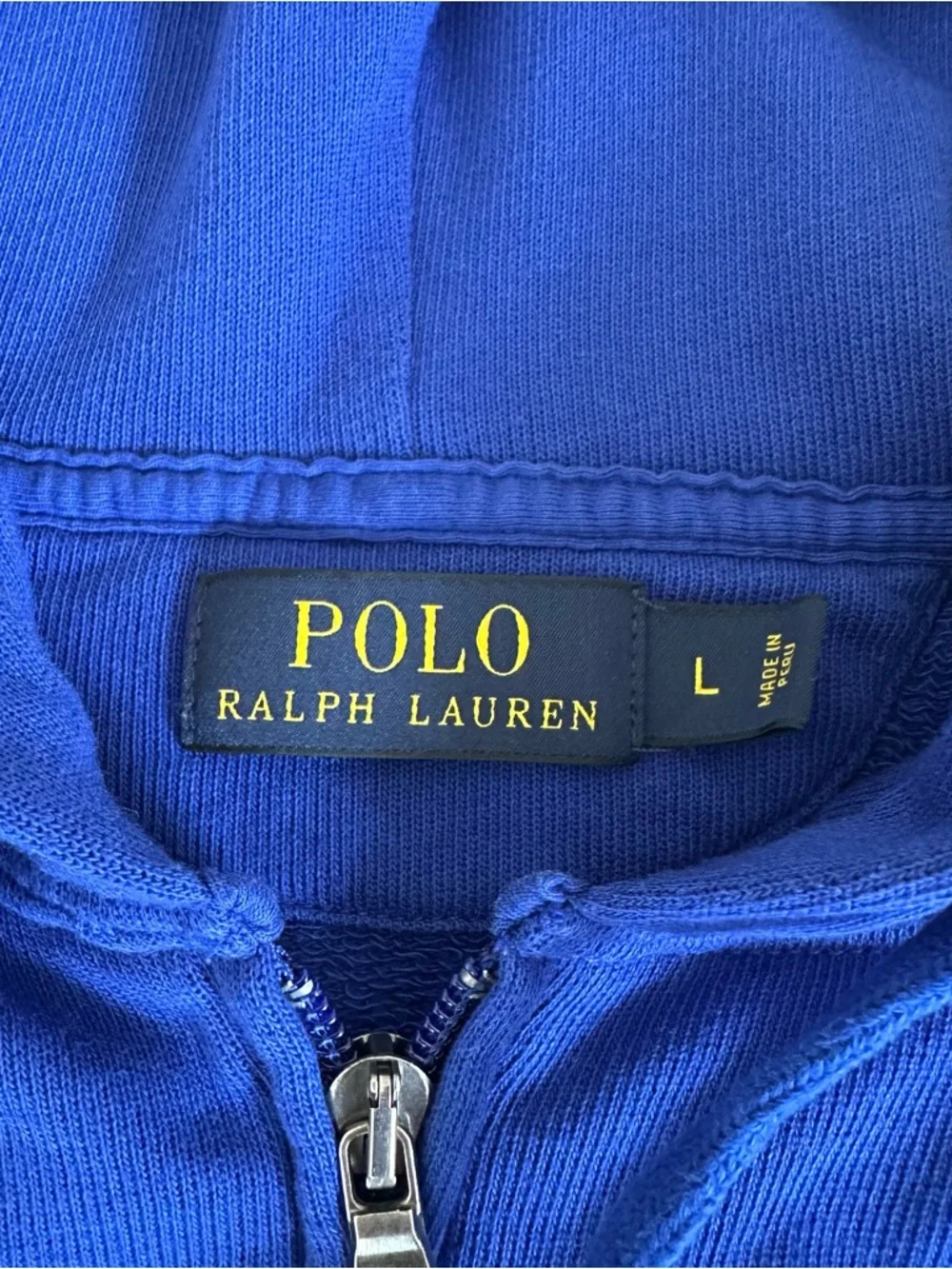 Polo Ralph Lauren Full Zip Hoodie‎ Blue Red Pony Logo Sweatshirt Fleece Mens LRG